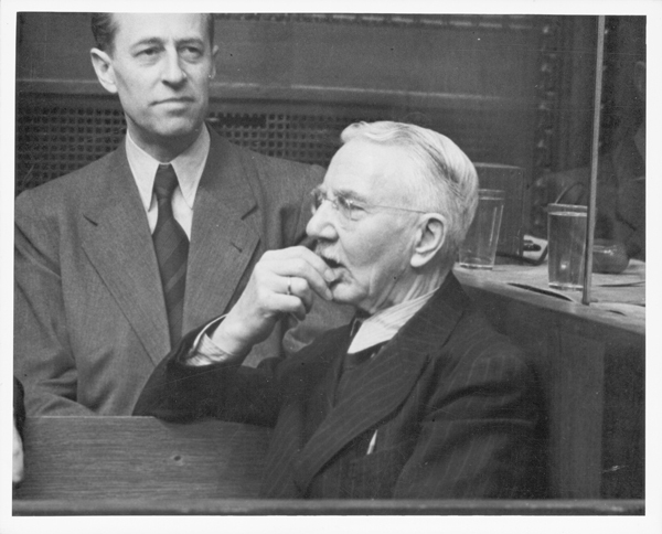Hjalmar Schacht and Hans Fritzsche, IMT, Nuremberg Germany, 1945